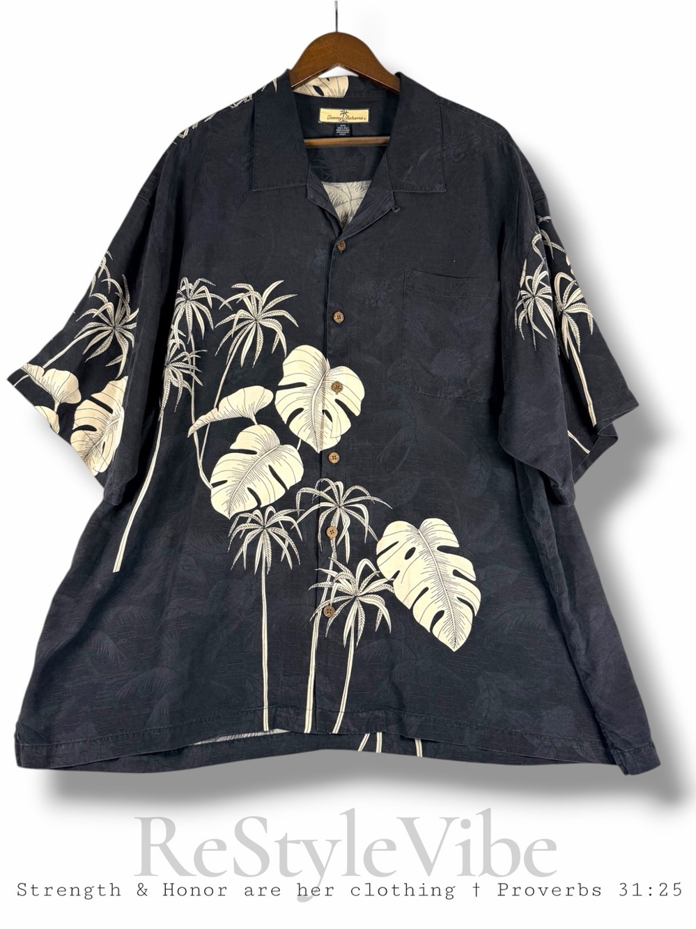 TOMMY BAHAMA Men’s Size XXL Shirt Hawaiian Style 100% Silk Loose Relaxed Fit